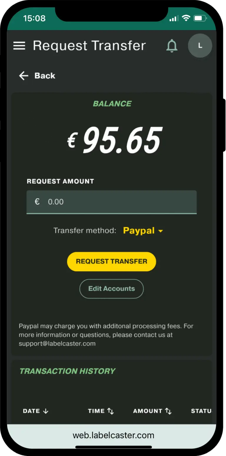 Request a transfer right from the app anytime you want